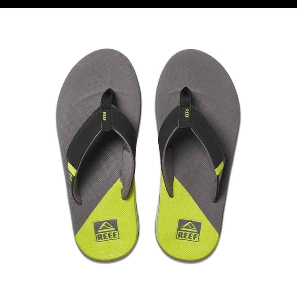 Reef Men's Fanning Bottle Opener Flip Flop Thong Sandal - Gray Lime Low - Picture 2 of 8